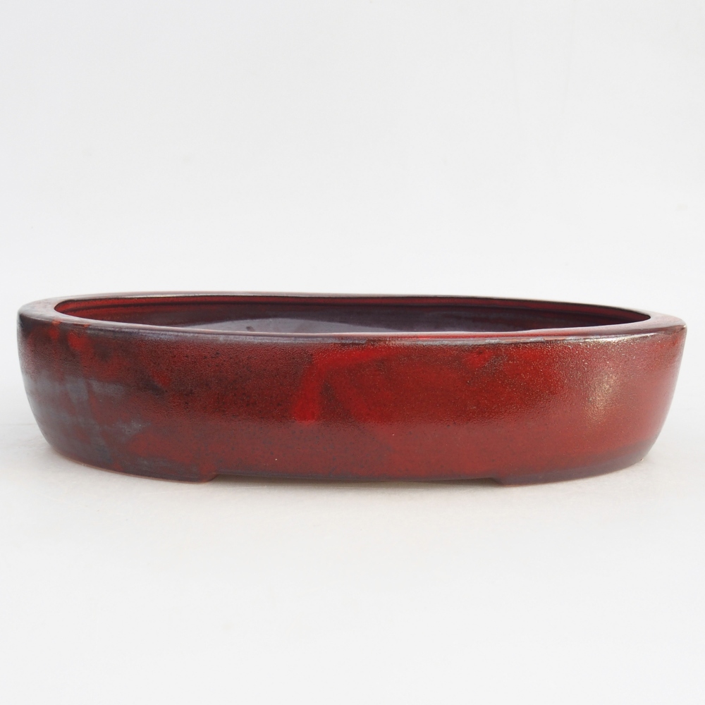 Ceramic bonsai bowl 27 x 21 x 5,5 cm, colour red