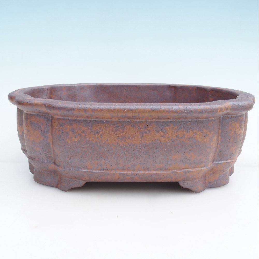 Ceramic bonsai bowl 31,5 x 27,5 x 10 cm, metal colour