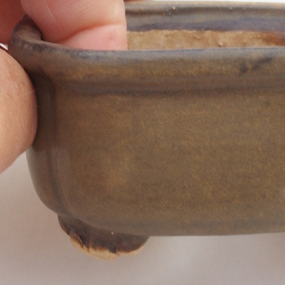 Ceramic bonsai bowl 7,5 x 7,5 x 3,5 cm, color brown
