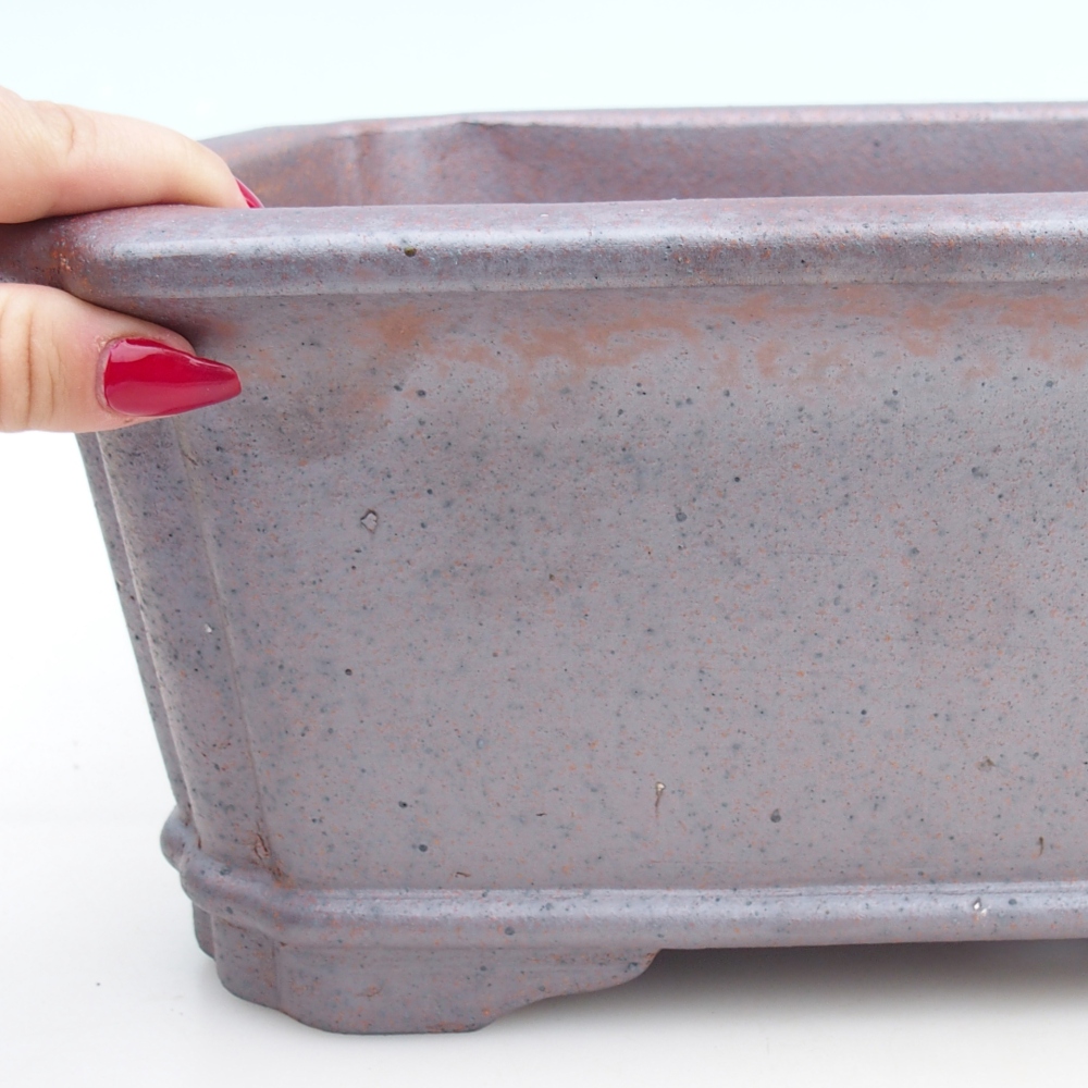 Ceramic bonsai bowl 36 x 28 x 13 cm, metal colour