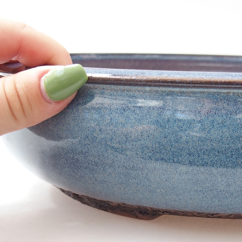 Ceramic bonsai bowl 26 x 26 x 6,5 cm, colour blue