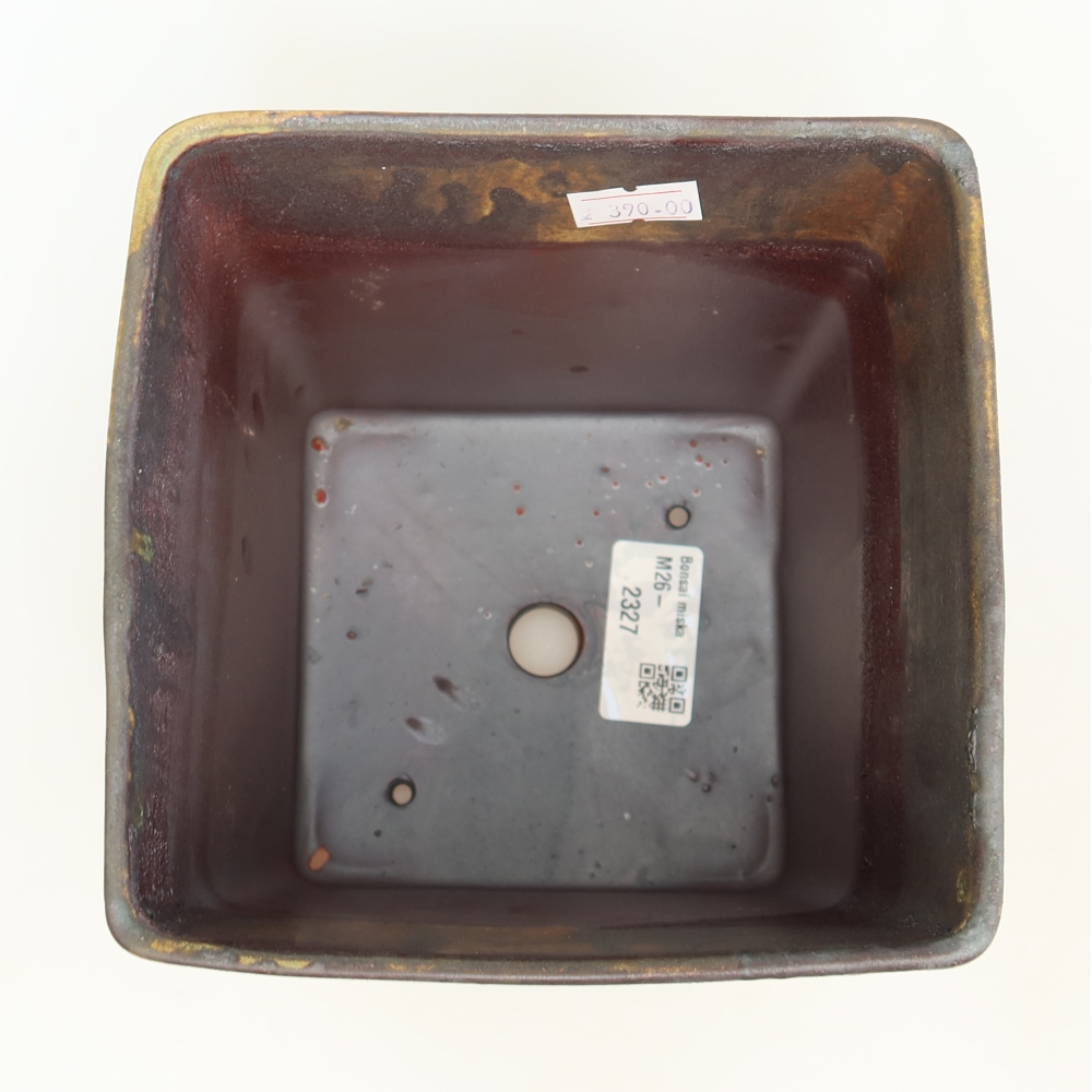 Ceramic bonsai pot, 13 x 13 x 14 cm, brown