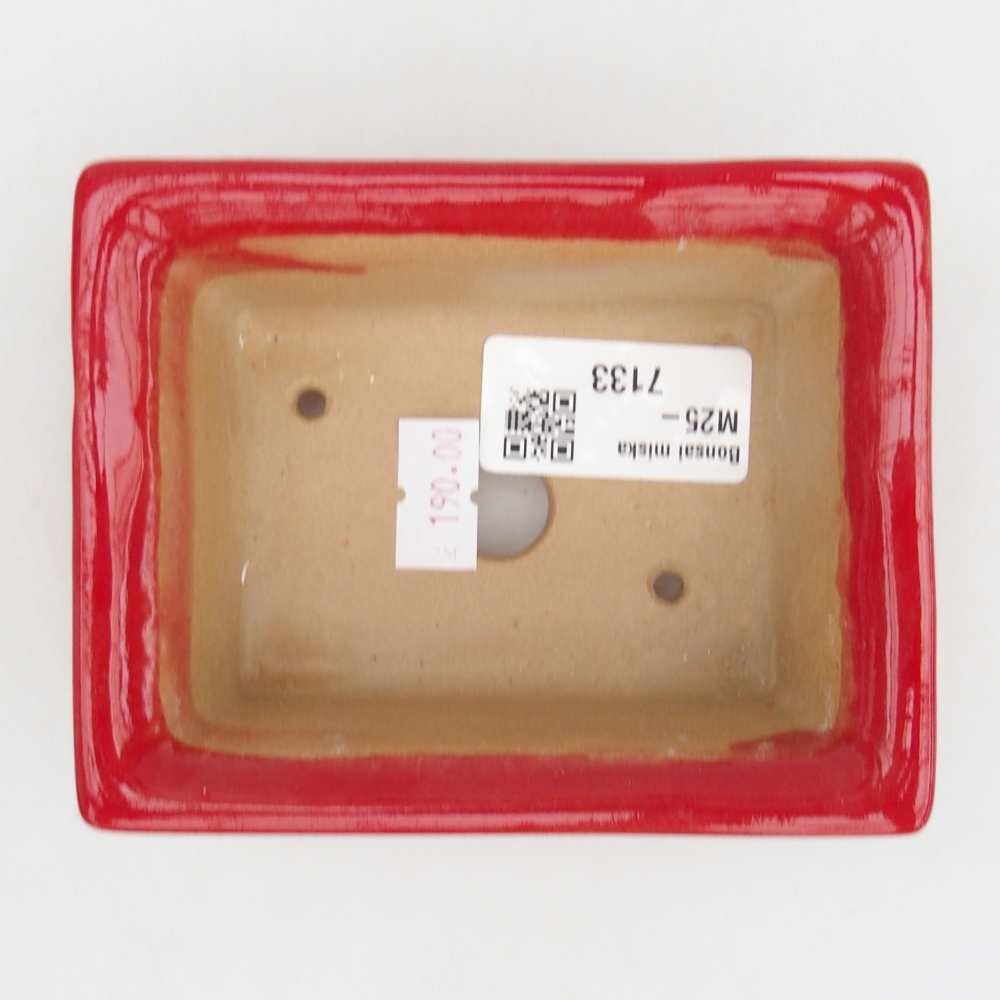 Ceramic bonsai bowl 11 x 8,5 x 4 cm, colour red