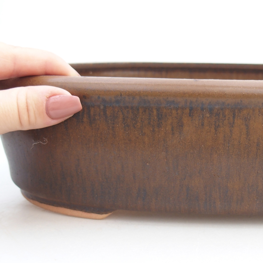 Ceramic bonsai bowl 31,5 x 24 x 8 cm, brown