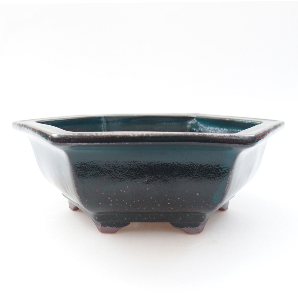 Ceramic bonsai bowl 17 x 15 x 6 cm, color green