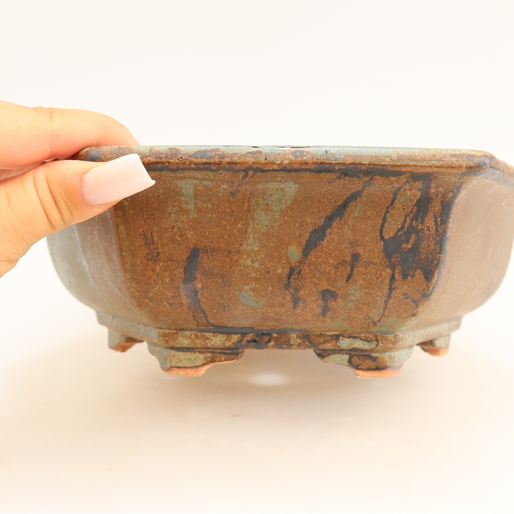 Ceramic bonsai pot, 24 x 21.5 x 7.5 cm, brown