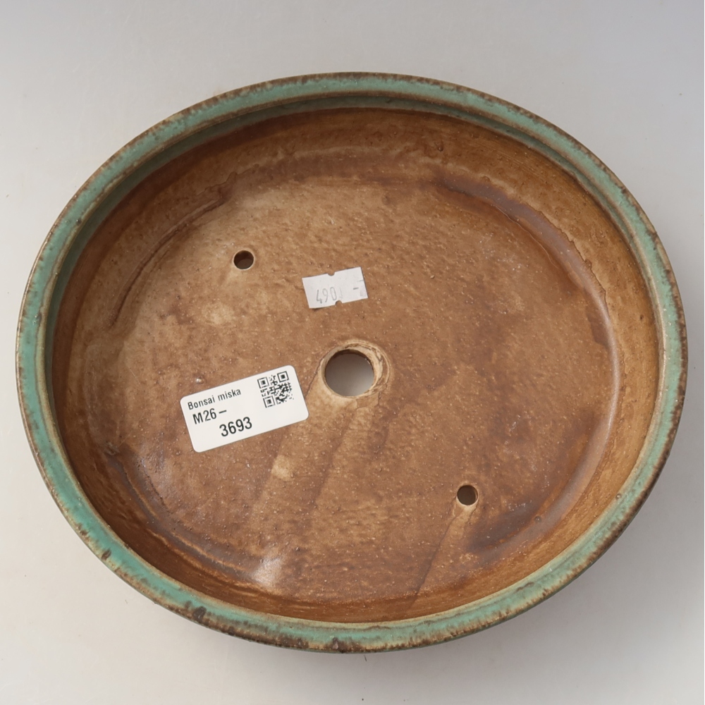 Ceramic bonsai bowl 21 x 19 x 4,5 cm, green