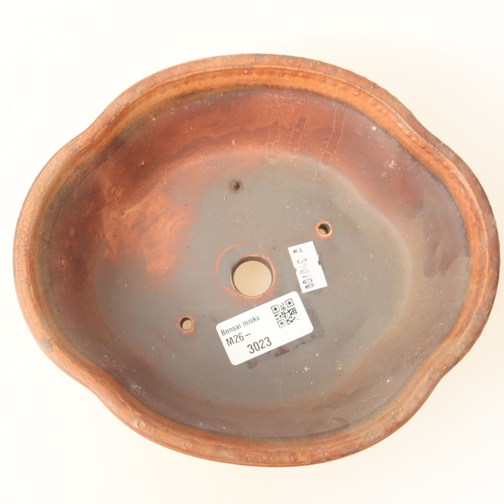 Ceramic bonsai pot, 18.5 x 16.5 x 6 cm, brown