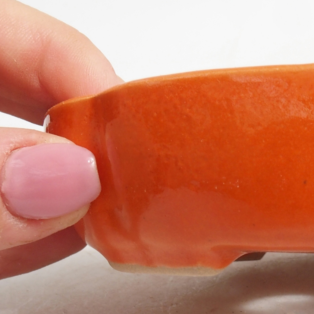 Ceramic bonsai bowl 11 x 11 x 3 cm, color orange
