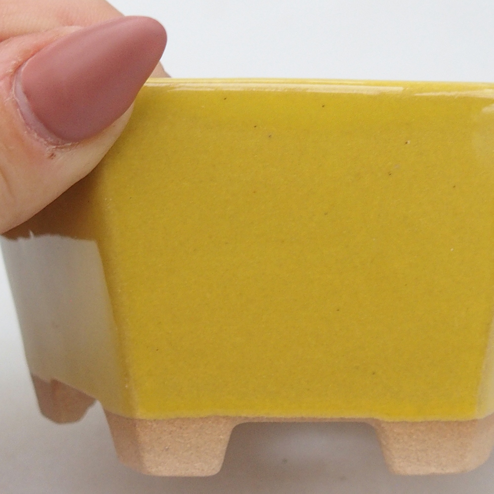 Ceramic bonsai bowl 10,5 x 9,5 x 5 cm, yellow