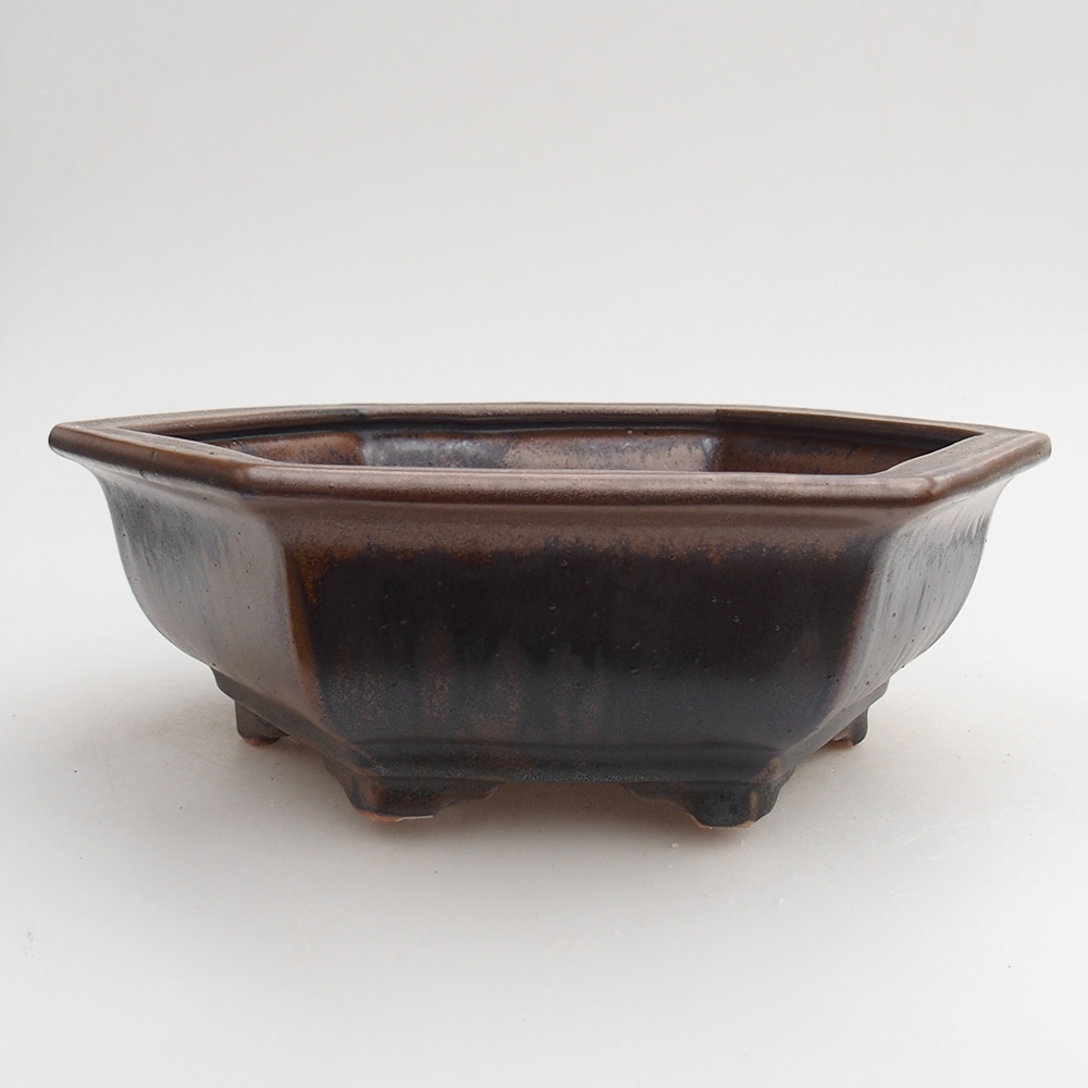 Ceramic bonsai bowl 23 x 21 x 7,5 cm, brown