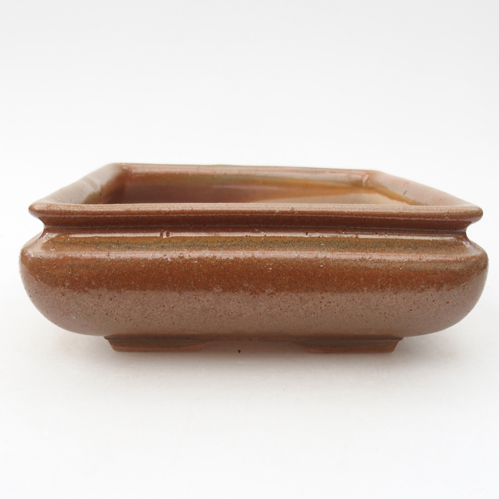 Ceramic bonsai bowl 15,5 x 15,5 x 6 cm, brown