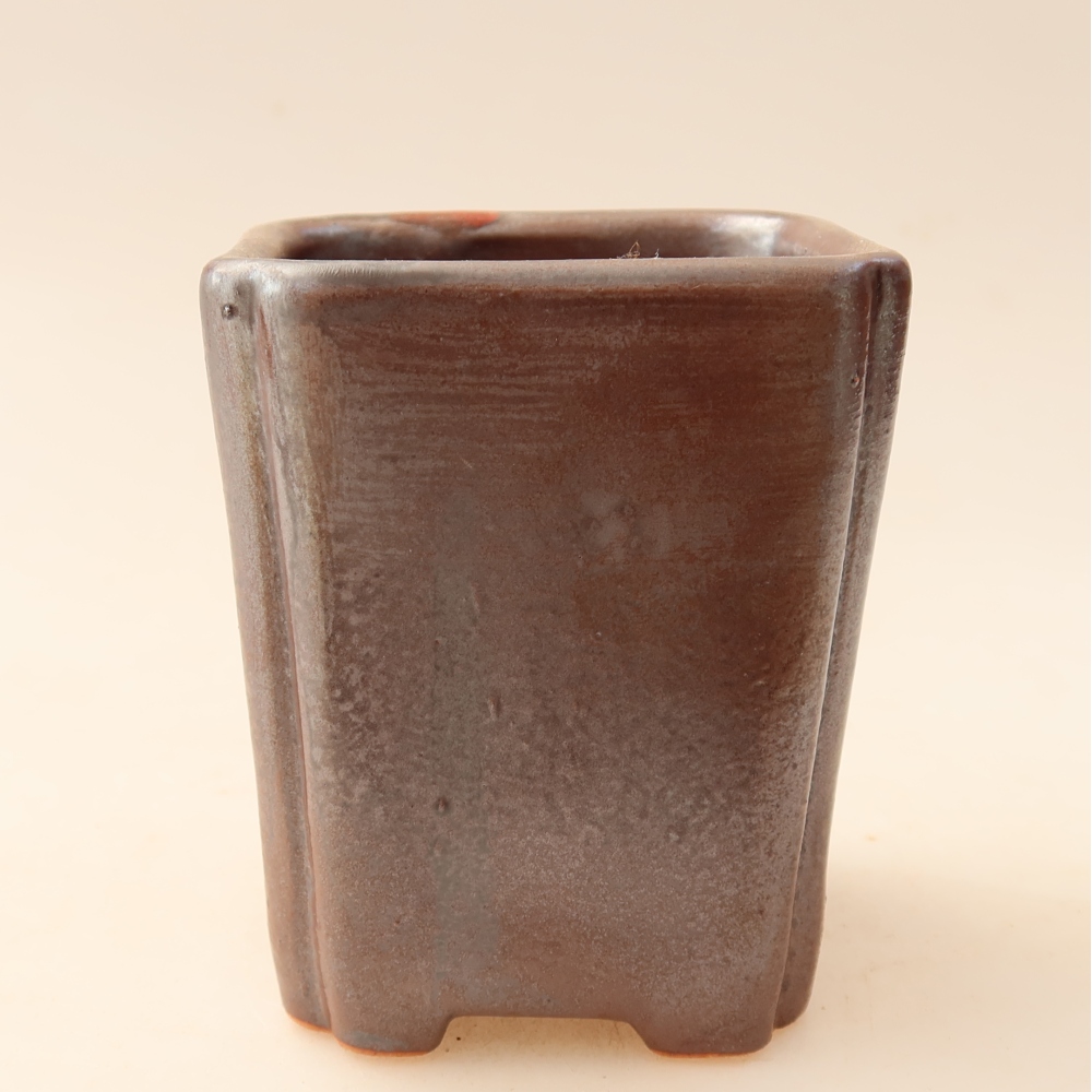Ceramic bonsai pot, 7 x 7 x 8.5 cm, metallic color