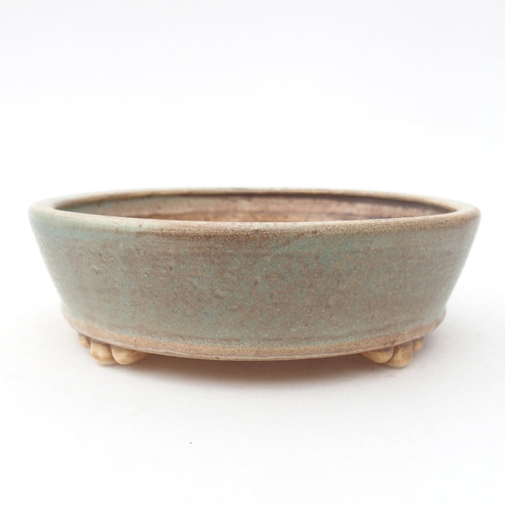Ceramic bonsai bowl 13,5 x 13,5 x 4 cm, color green