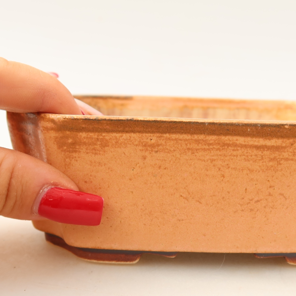 Ceramic bonsai pot, 14 x 11.5 x 4.5 cm, pink