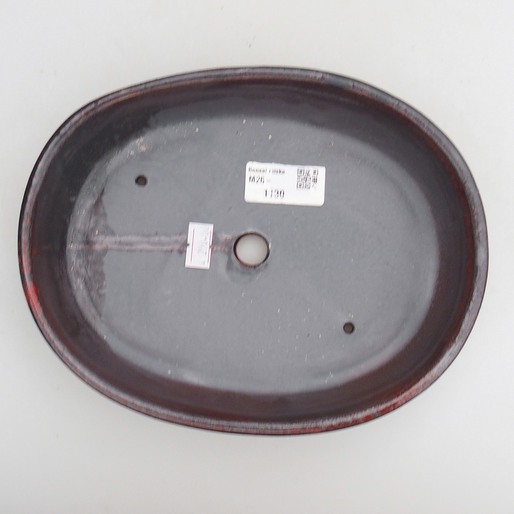 Ceramic bonsai bowl 21,5 x 17 x 5 cm, colour red-black
