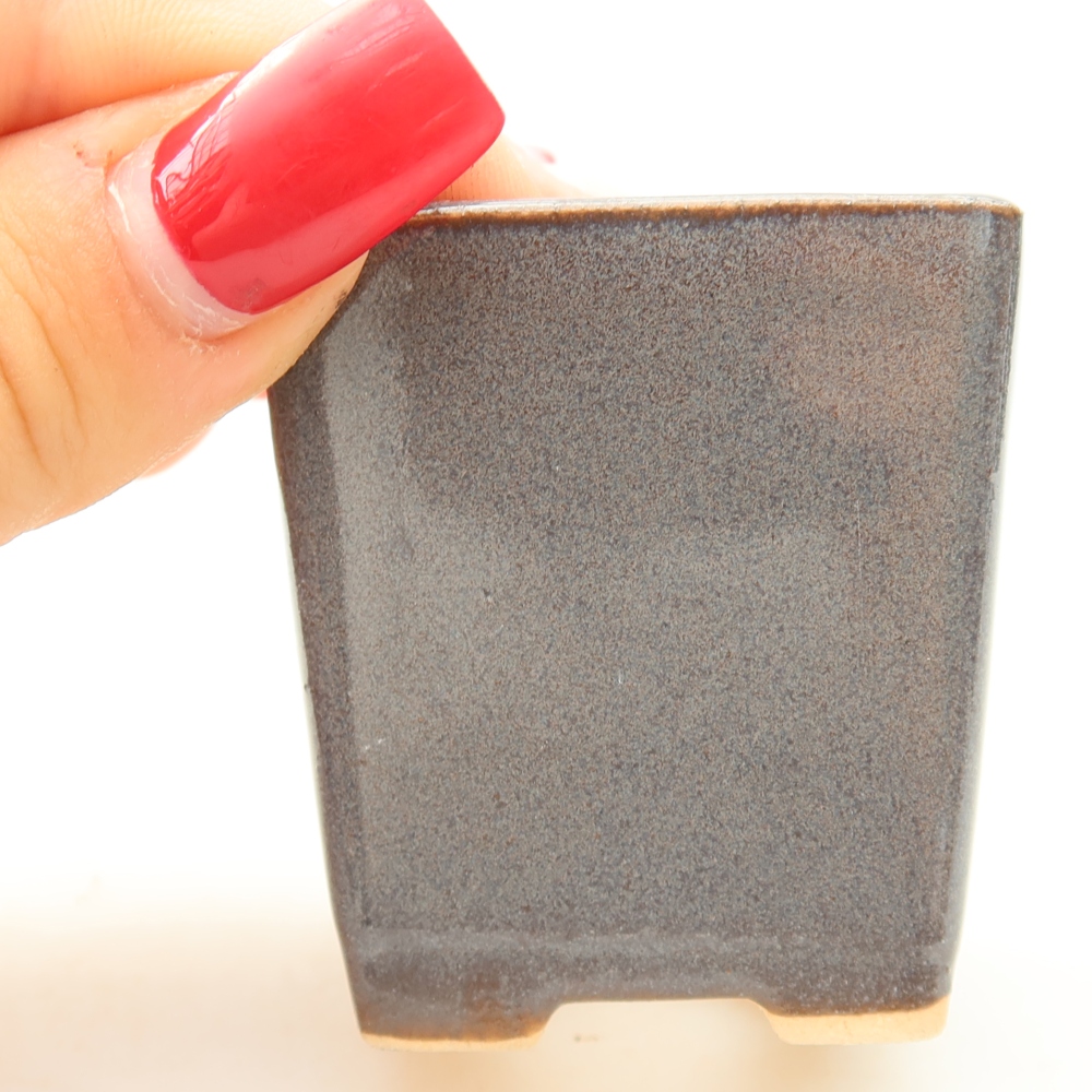 Ceramic bonsai pot, 4.5 x 4.5 x 5 cm, gray