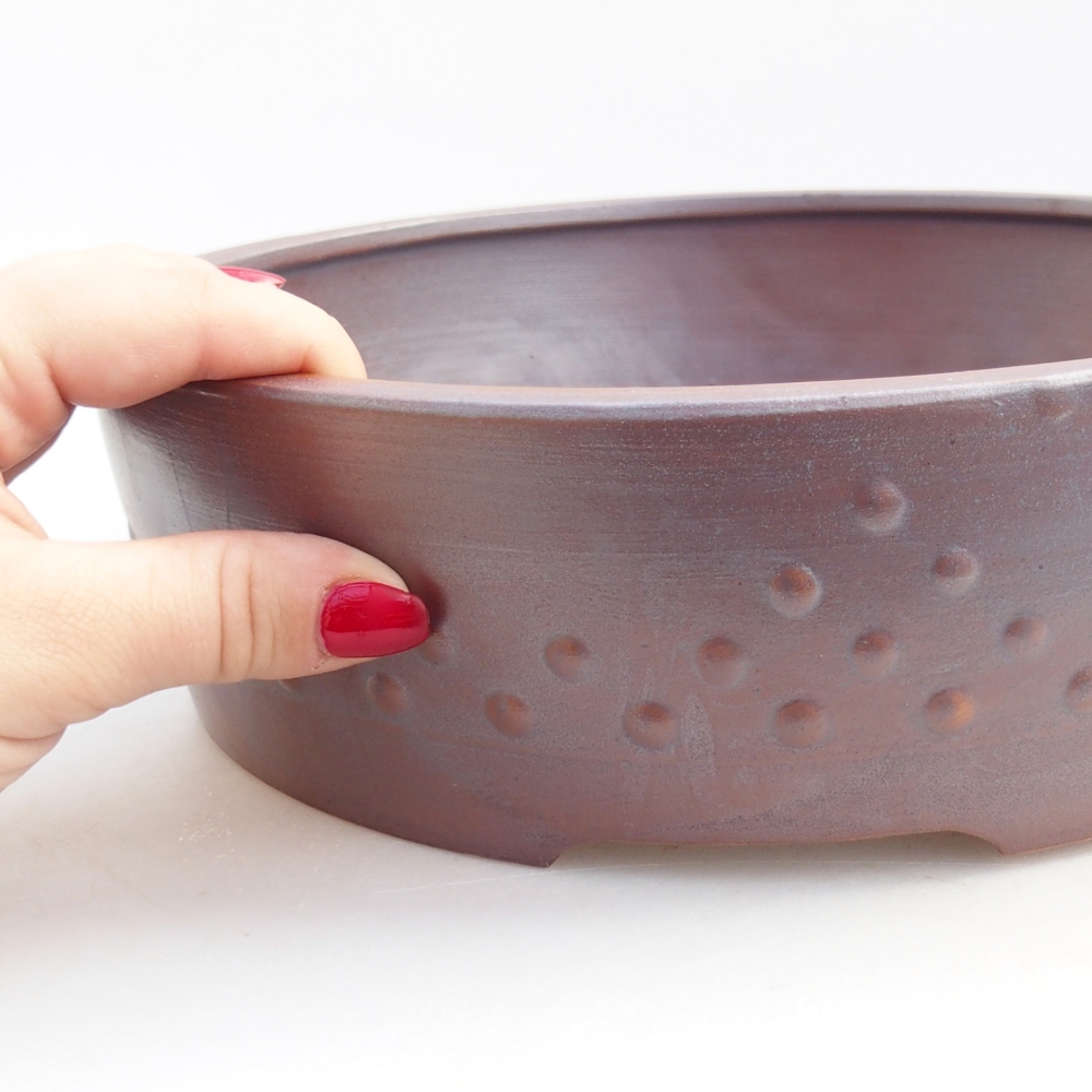 Ceramic bonsai bowl 24,5 x 24,5 x 7 cm, metal colour