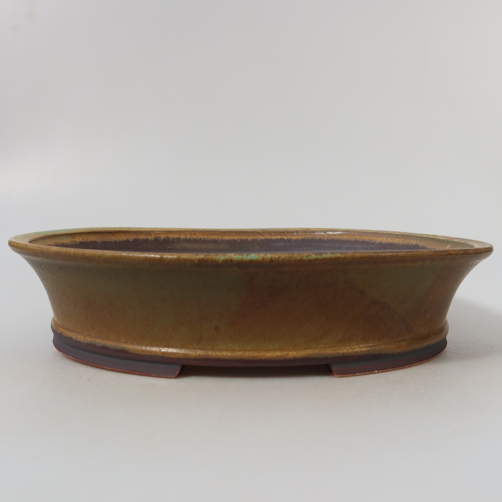 Ceramic bonsai pot, 27 x 24.5 x 5.5 cm, green