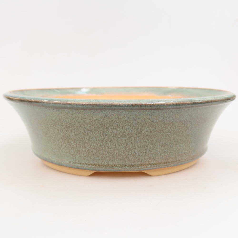 Ceramic bonsai pot, 27 x 27 x 7.5 cm, green