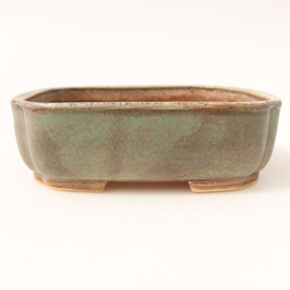 Ceramic bonsai pot, 14 x 12 x 4 cm, green