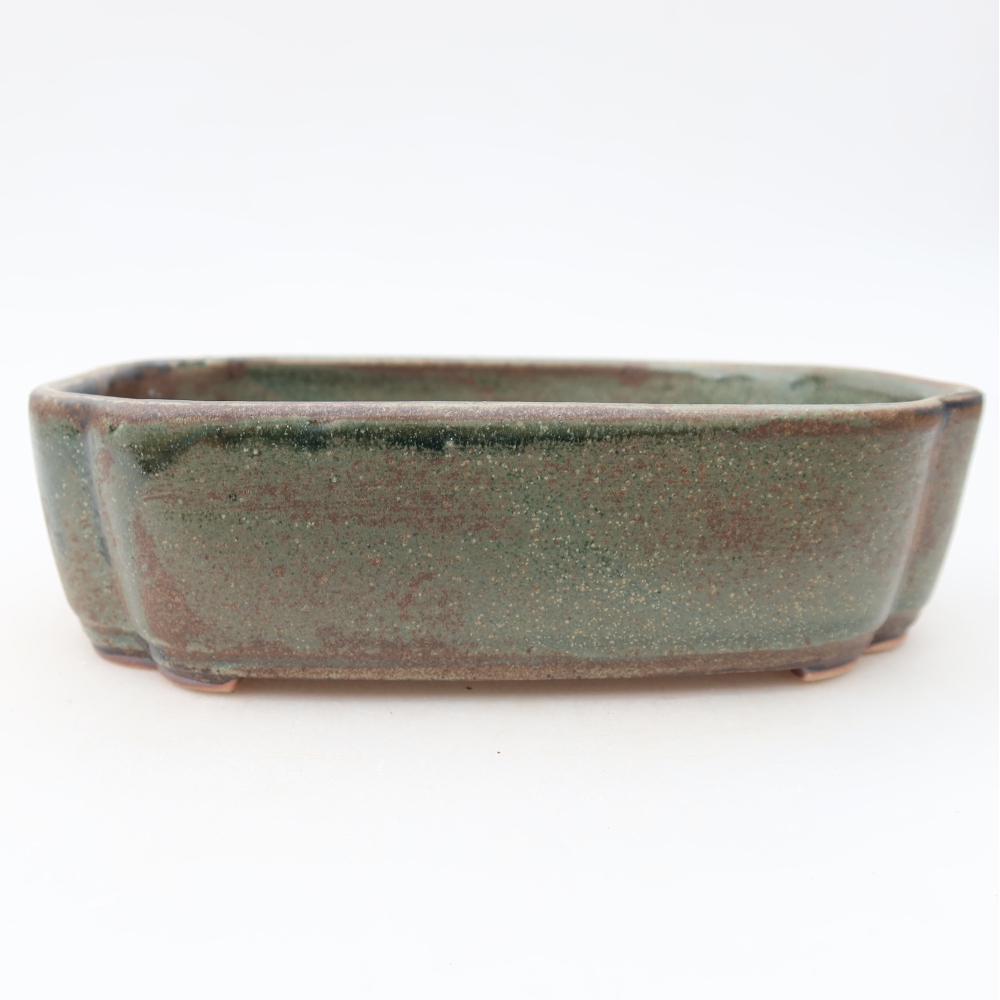 Ceramic bonsai pot, 18.5 x 13 x 5 cm, green