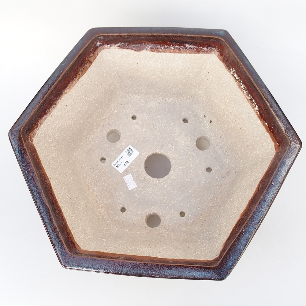 Ceramic bonsai bowl 36 x 31,5 x 14 cm, brown