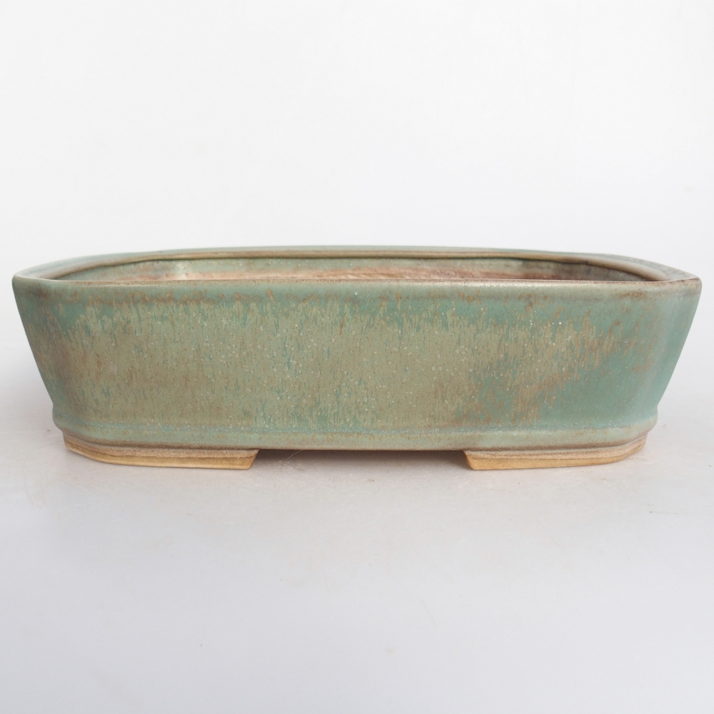 Ceramic bonsai bowl 25 x 21,5 x 6,5 cm, green