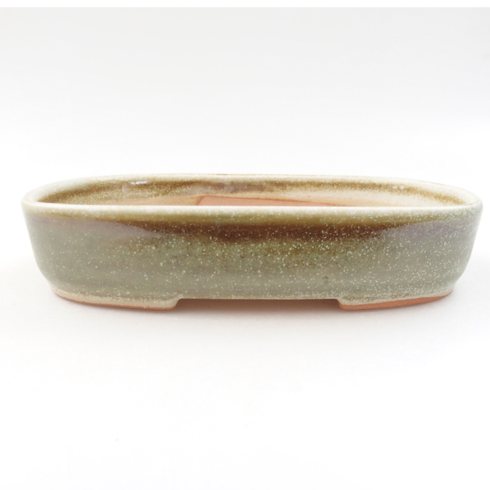 Ceramic bonsai bowl 16 x 11 x 3,5 cm, color green