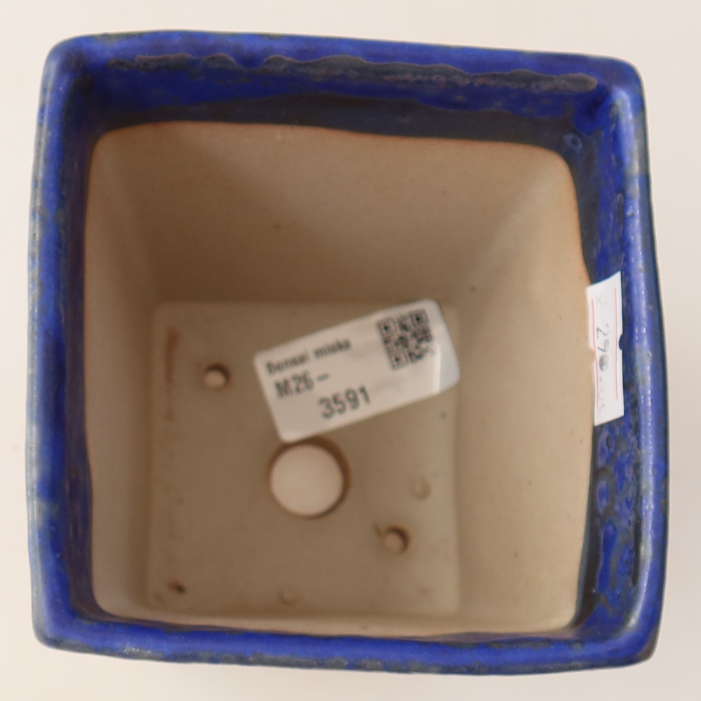 Ceramic bonsai pot, 9 x 9 x 12.5 cm, blue