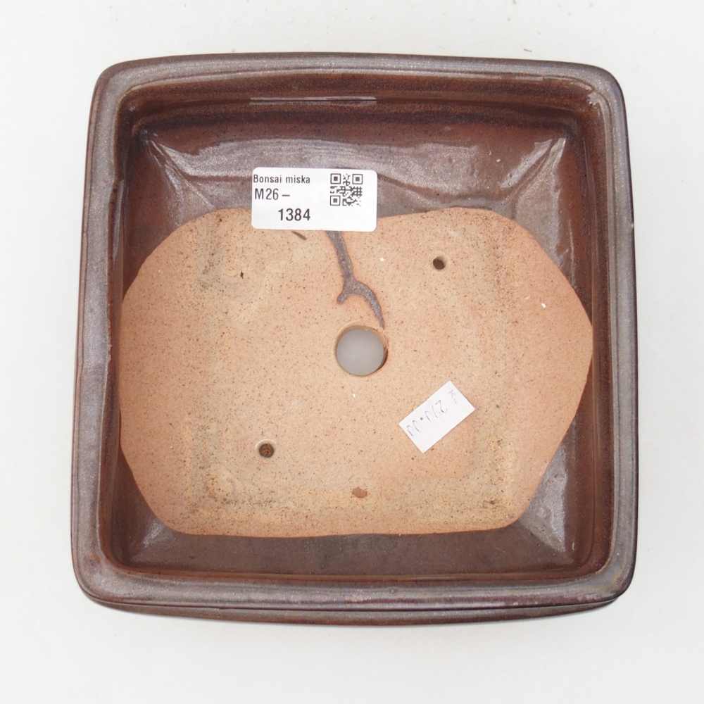 Ceramic bonsai bowl 15,5 x 15,5 x 6 cm, brown