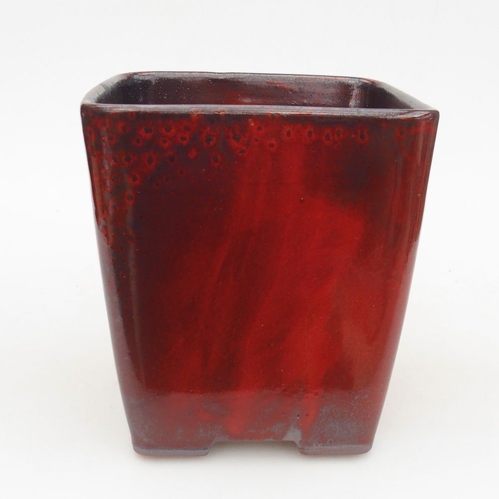 Ceramic bonsai bowl 14 x 14 x 15 cm, colour red