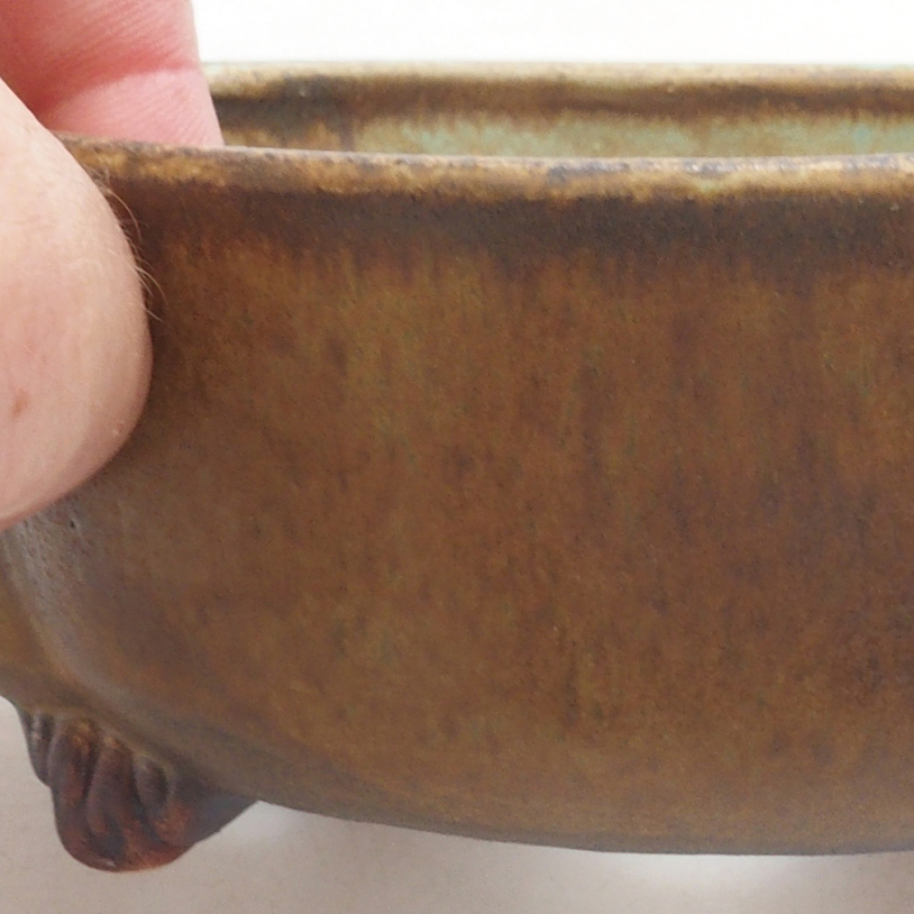 Ceramic bonsai bowl 13 x 12,5 x 5 cm, color green