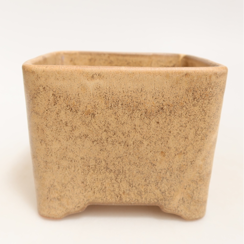 Ceramic bonsai pot, 10 x 10 x 8.5 cm, beige