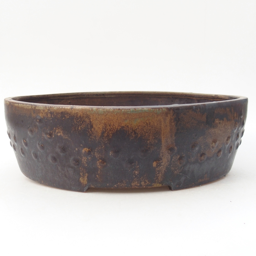 Ceramic bonsai bowl 27,5 x 27,5 x 8 cm, brown