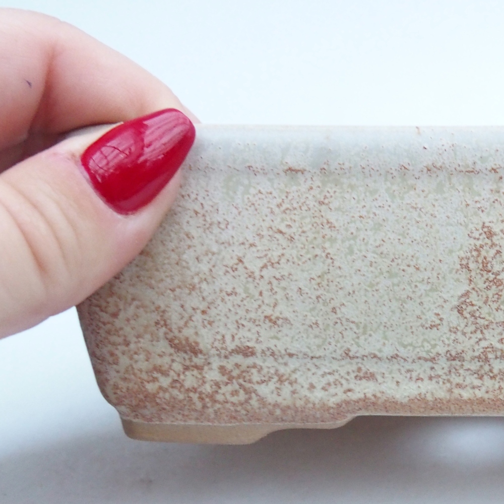 Ceramic bonsai bowl 13 x 10 x 5 cm, colour beige