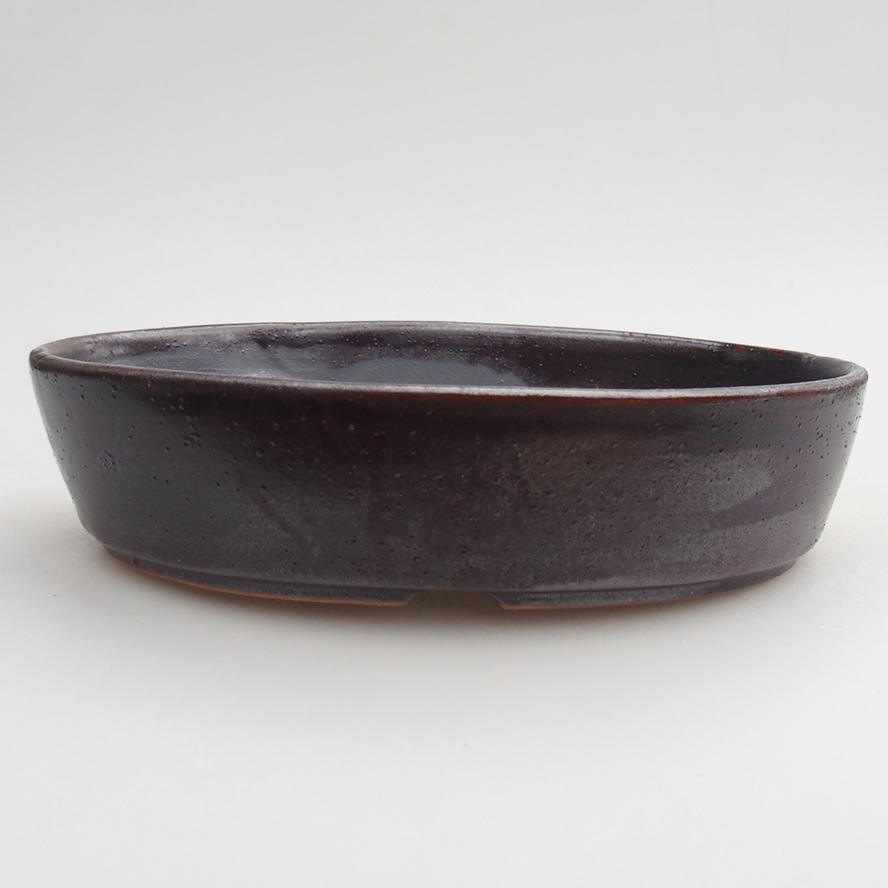 Ceramic bonsai bowl 18,5 x 13 x 4 cm, metal colour