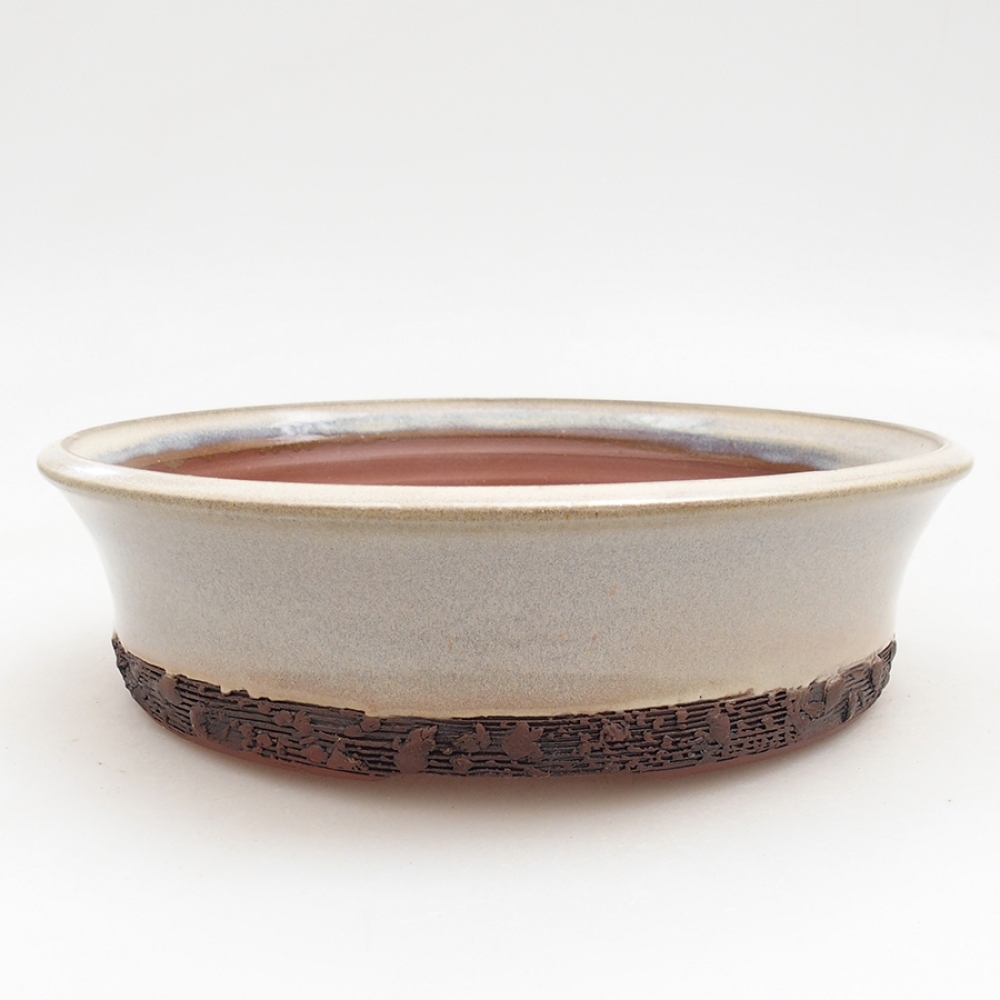 Ceramic bonsai pot 20.5 x 20.5 x 6 cm, beige