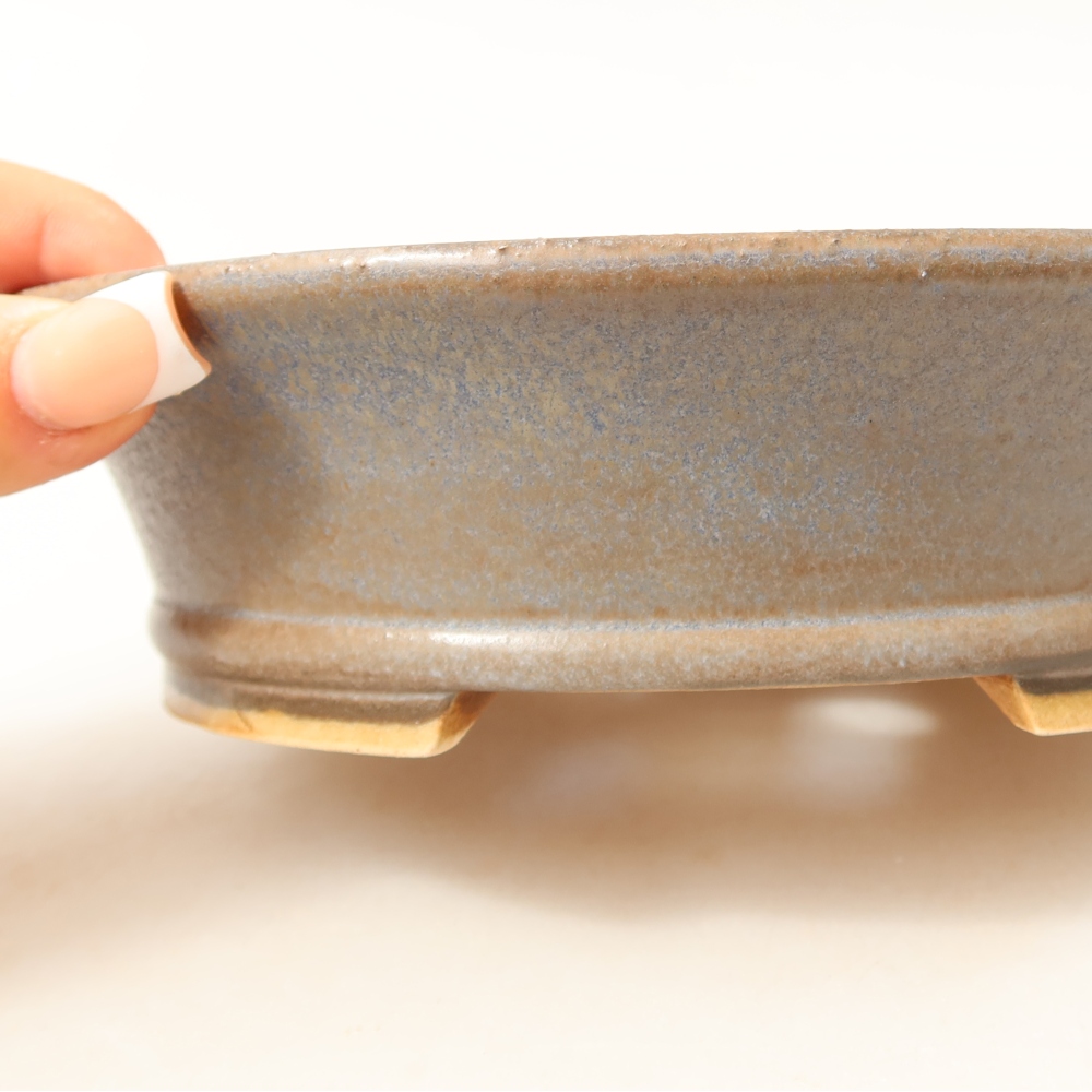 Ceramic bonsai pot, 17.5 x 16.5 x 5 cm, blue