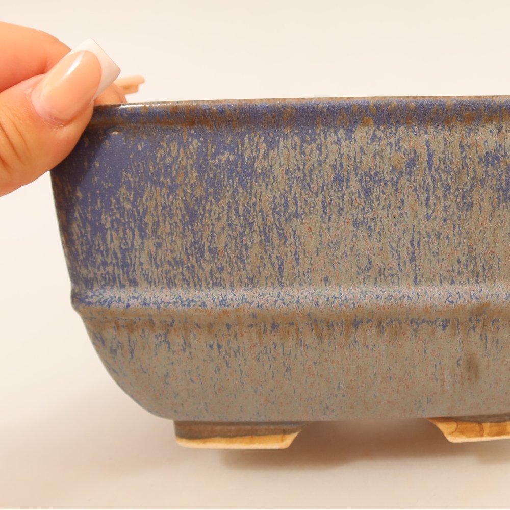 Ceramic bonsai pot, 16.5 x 16.5 x 9.5 cm, blue