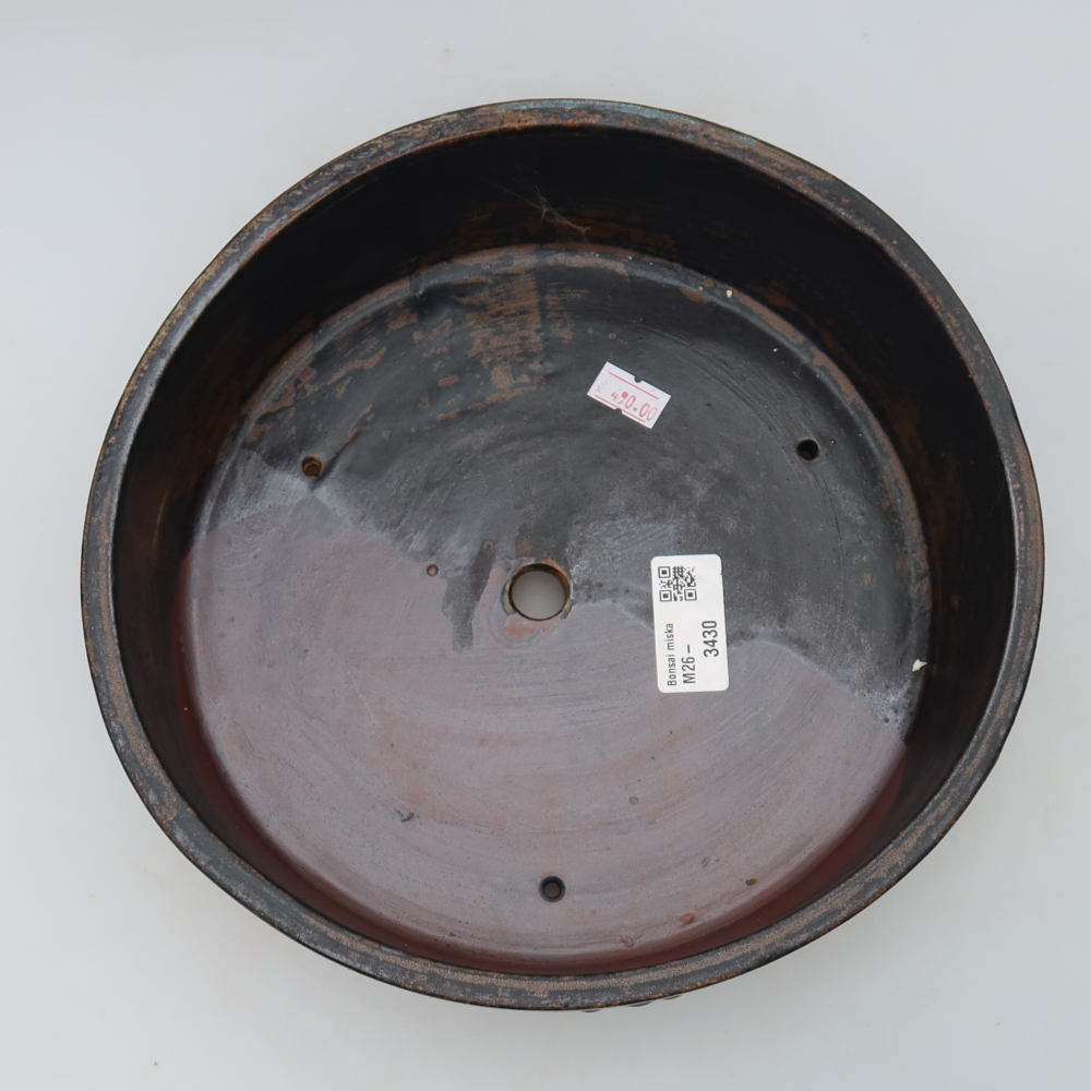 Ceramic bonsai pot, 24 x 24 x 7 cm, brown