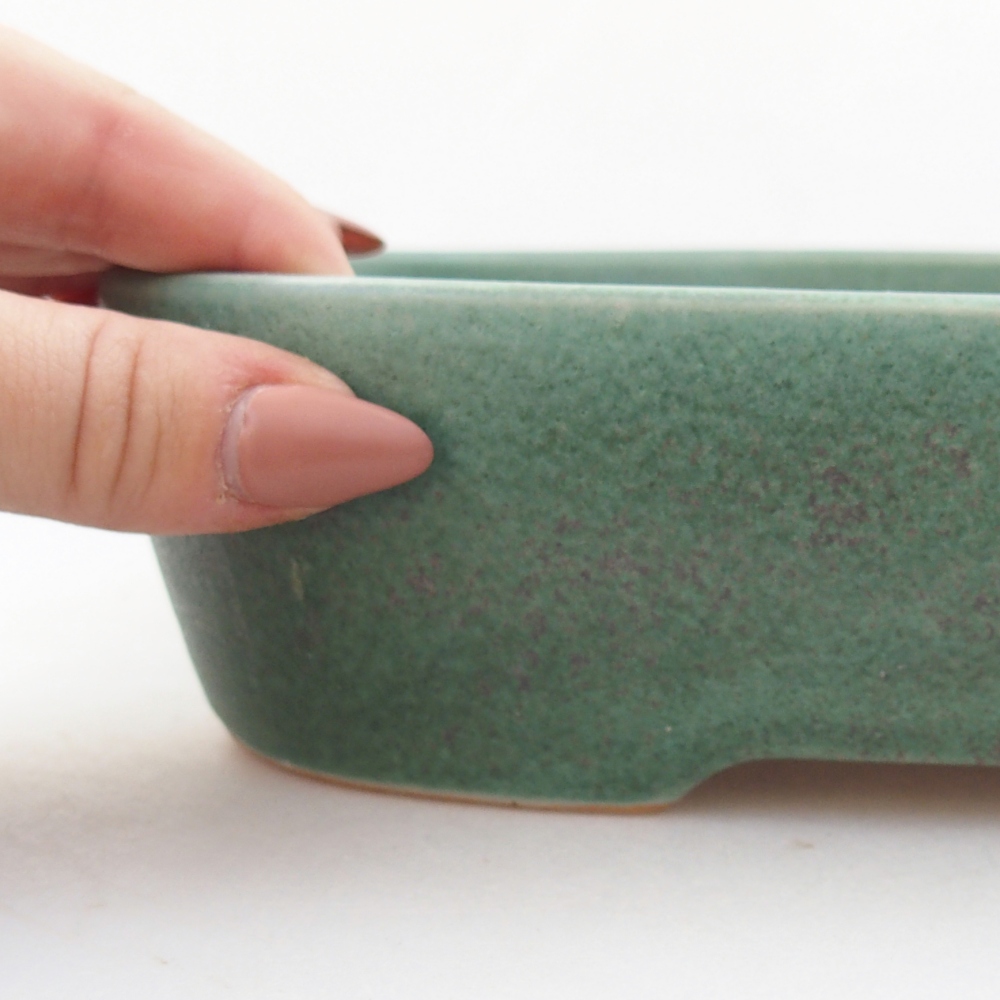 Ceramic bonsai bowl 22,5 x 17,5 x 5,5 cm, green