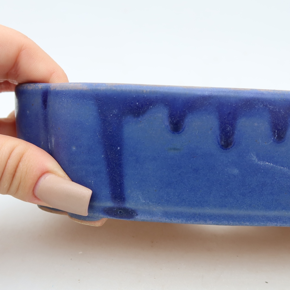 Ceramic Bonsai Pot, 18.5 x 13 x 5 cm, Blue
