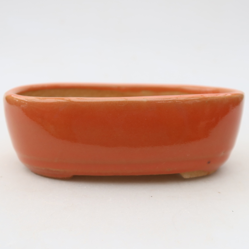 Ceramic bonsai pot, 13 x 8.5 x 4 cm, orange