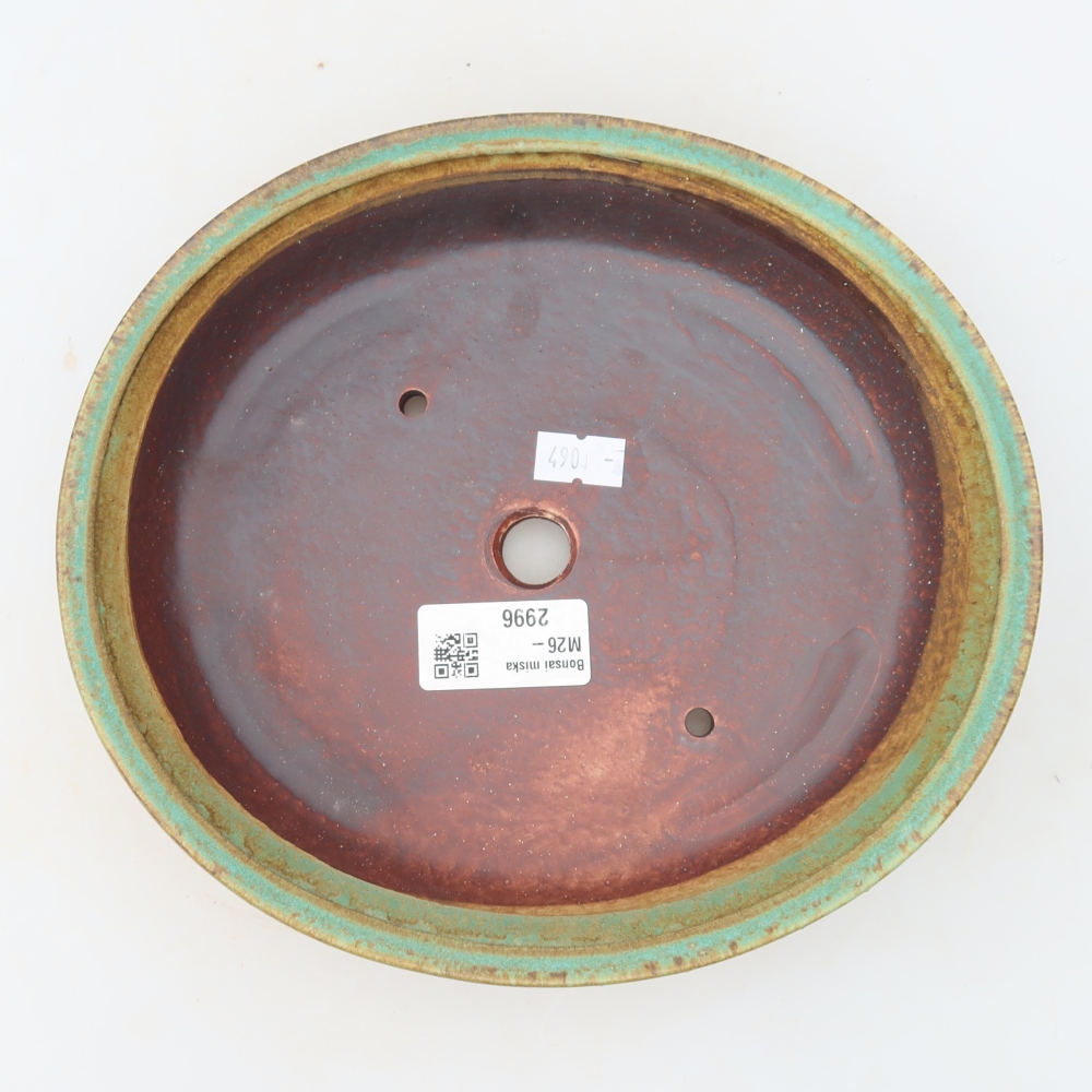 Ceramic bonsai pot, 21 x 19.5 x 5 cm, green