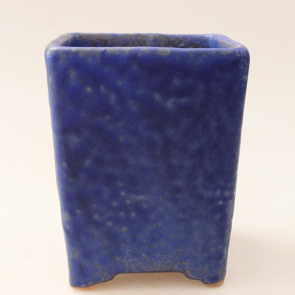 Ceramic bonsai pot, 9 x 9 x 11.5 cm, blue