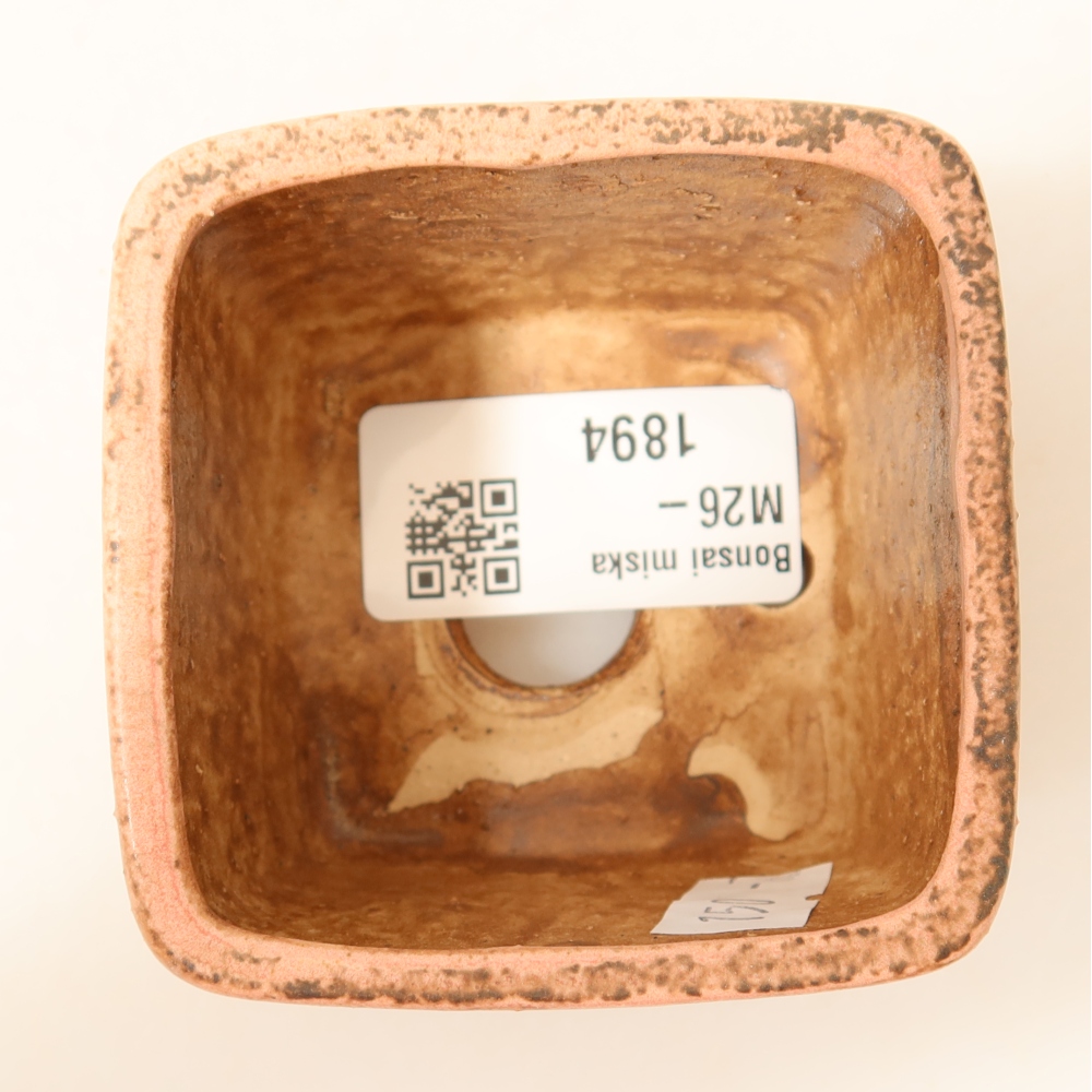 Ceramic bonsai pot, 6.5 x 6.5 x 4.5 cm, pink