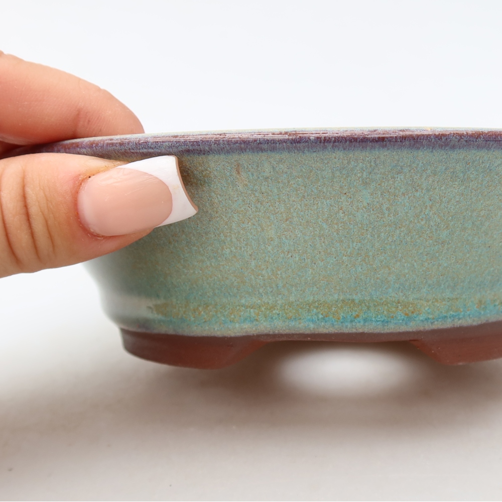 Ceramic bonsai pot, 16 x 16 x 4.5 cm, green