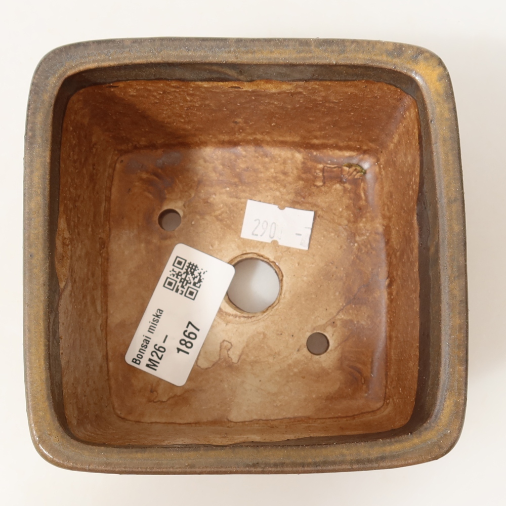 Ceramic bonsai pot, 10.5 x 10.5 x 7 cm, brown