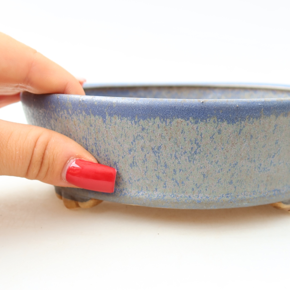 Ceramic bonsai pot, 13.5 x 12.5 x 5 cm, blue